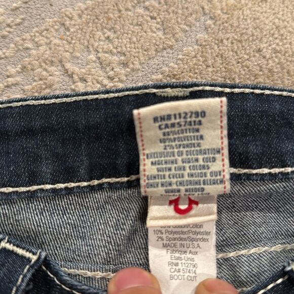 True religion boot cut jeans flap pocket bling buttons size 29 dark wash In EUC - Picture 4 of 11